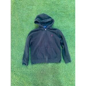 Polo Ralph Lauren Full Zip Hoodie Sweatshirt Black Pony Logo L (14-16)